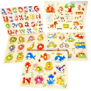 ***NWOT 5 SET OF EDUCATIONAL WOOD PUZZLES***